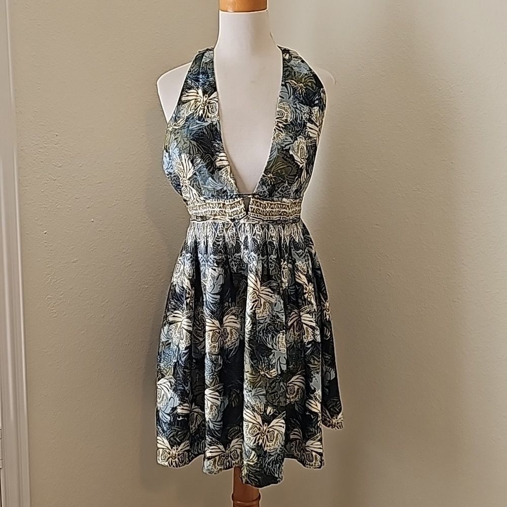 FREE PEOPLE PLUNGING HALTER DRESS, xs